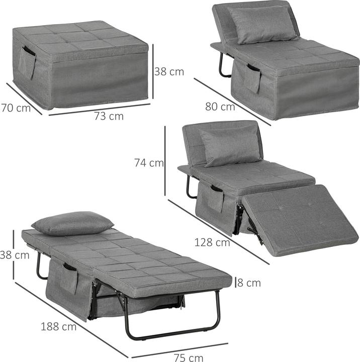 Immagine prodotto Homcom Letto pieghevole con materasso (188 x 73 cm)