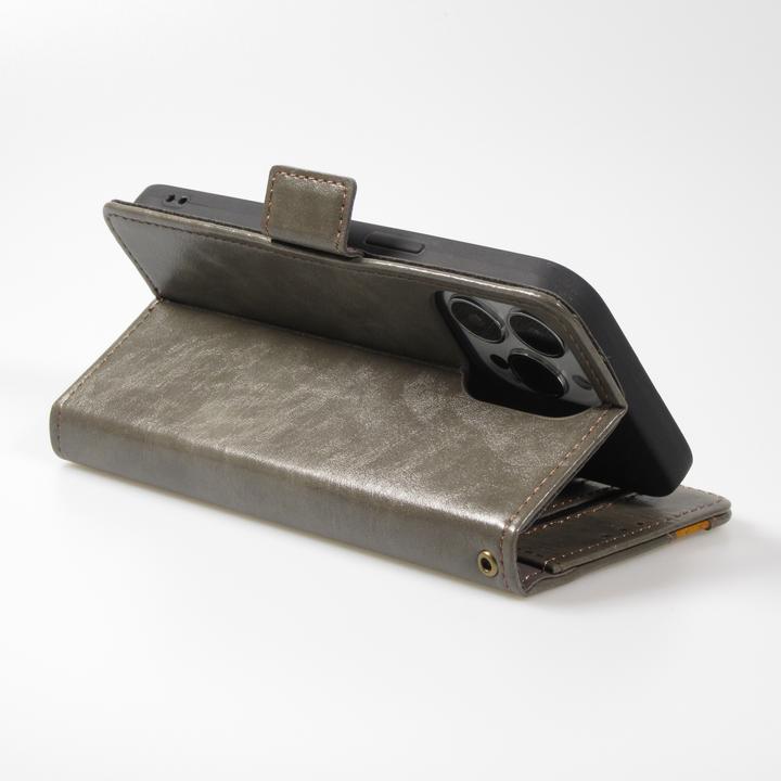 Actual product image PhoneLook Etui cuir Flip Wallet en cuir véritable avec stripe design et compartiment à cartes (Apple iPhone 13 Pro Max)