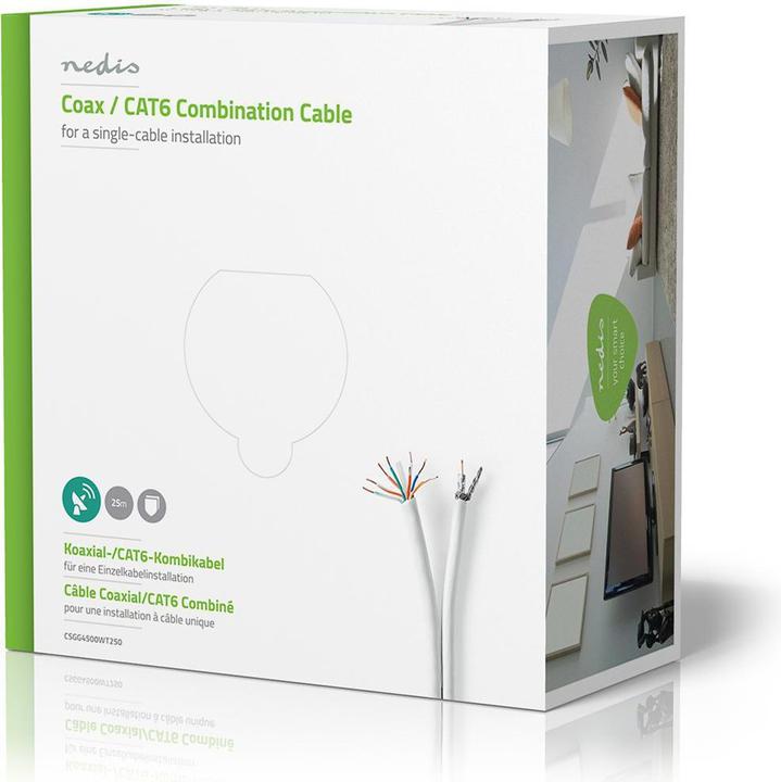Immagine prodotto Nedis Cavo combinato IEC (coassiale) CAT6 | RG59 | 75 Ohm | Doppia schermatura | Eca | 25,0 m | Rotondo | (75 dB, Cavi antenna)