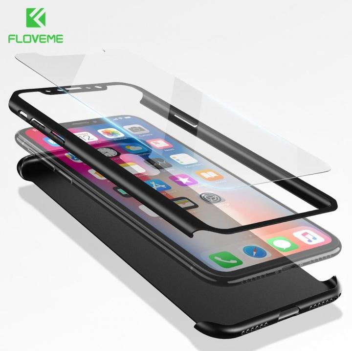 Immagine prodotto Floveme Custodia in vetro antiproiettile a 360 gradi per iPhone XS, protezione a 360 gradi (1 Pezzo/i, Apple iPhone XS)