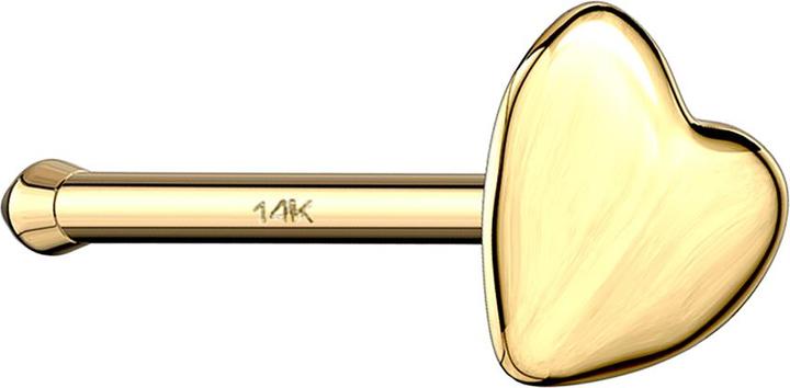 Actual product image Star Piercing Nose stud straight 14k gold with heart (14k gold, without brass)