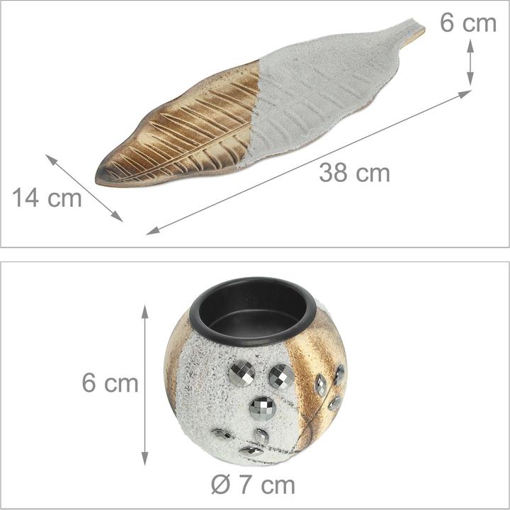 Image du produit Relaxdays Porte-bougies à chauffe-plat (38 x 14 x 7 cm)