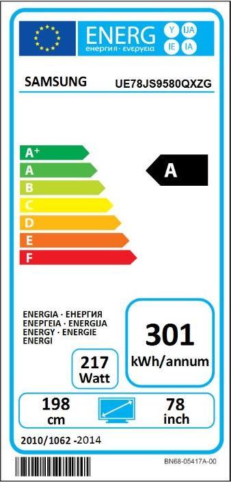 Label énergétique Samsung Ue78js9580 (78", 4K)