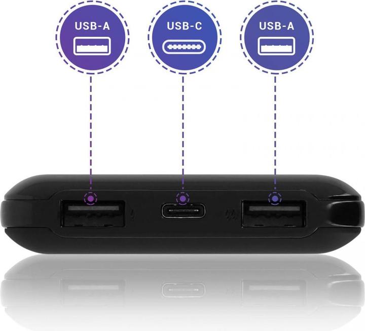 Actual product image Akashi ALTPB8000WIRL 2x USB + USB-C Port & QI Charger (10000 mAh)