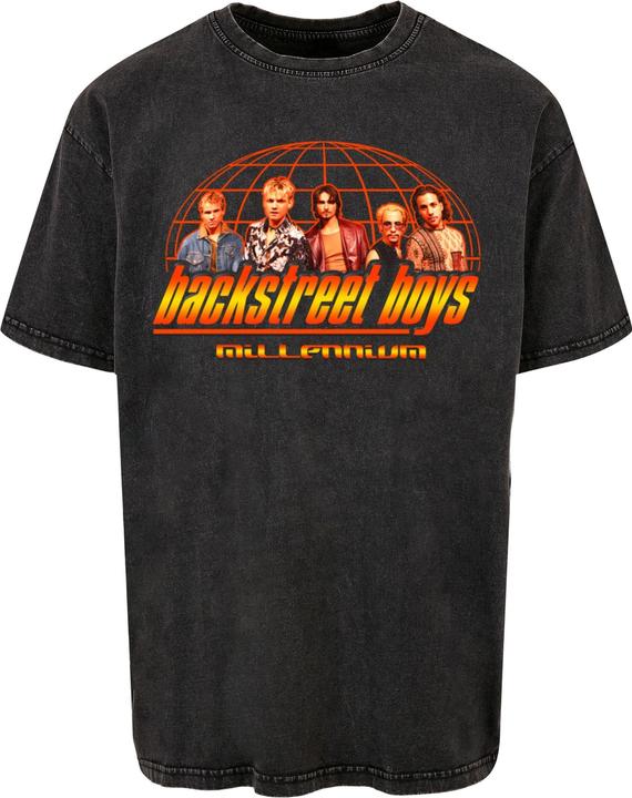 Actual product image Merchcode Backstreet Boys - Millenium Globe Acid Washed Heavy Oversize Tee - 114575 (XXL)
