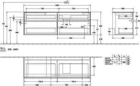 Produktbild Villeroy & Boch V&B Waschtischunterschrank COLLARO 1600x548x500mm m LED-B. Glossy White (160 x 50 x 55 cm)