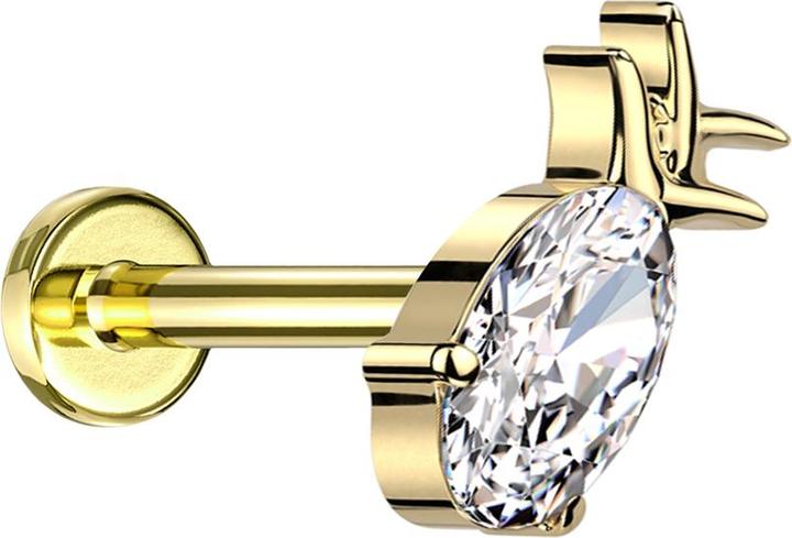Immagine prodotto Star Piercing Micro Labret filo interno placcato oro ananas placcato oro cristallo argento (senza ottone, Titanio G23)