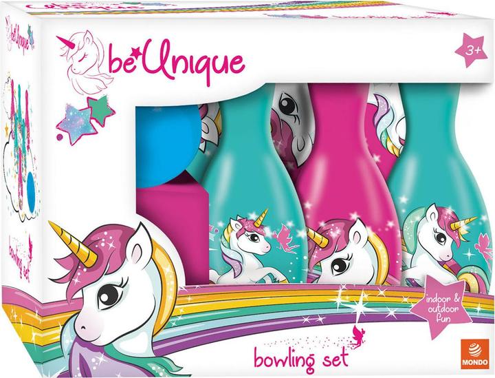 Actual product image Mondo Bowling set unicorn, 7 pieces.