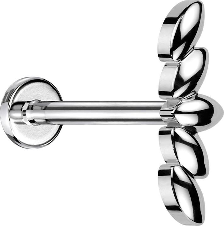 Immagine prodotto Star Piercing Micro labret filo interno argento cinque foglie ovali argento (Acciaio chirurgico 316L, Ottone)