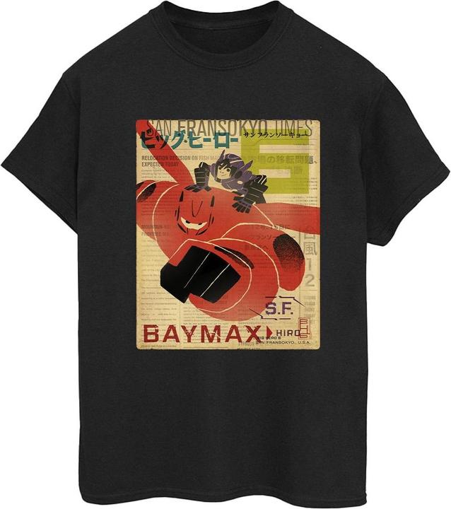 Actual product image Disney Womens/Ladies Big Hero 6 Baymax Flying Baymax Newspaper Cotton Boyfriend T-Shirt (L)