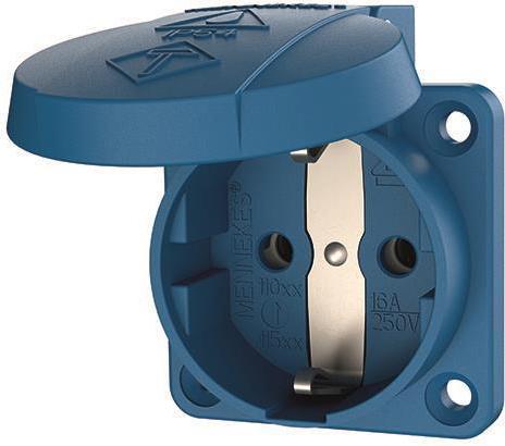 Actual product image Mennekes 16A2P+E 230V blue 11011 Schuko surface-mounted socket outlet f. building power supply