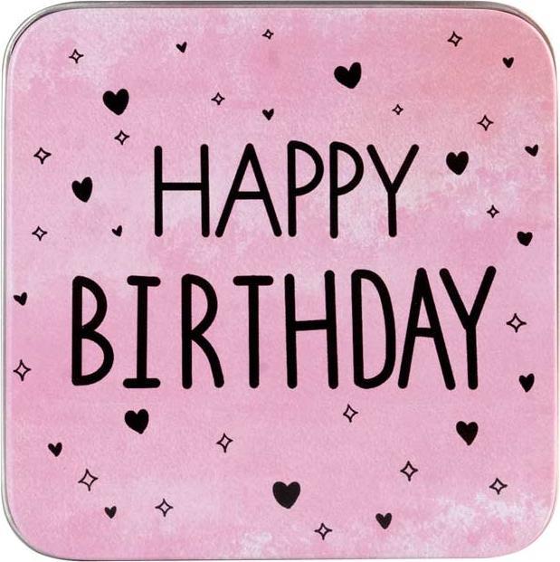 Produktbild miniSchoggi Geschenkdose Happy Birthday, 87 x 87 x 40 mm