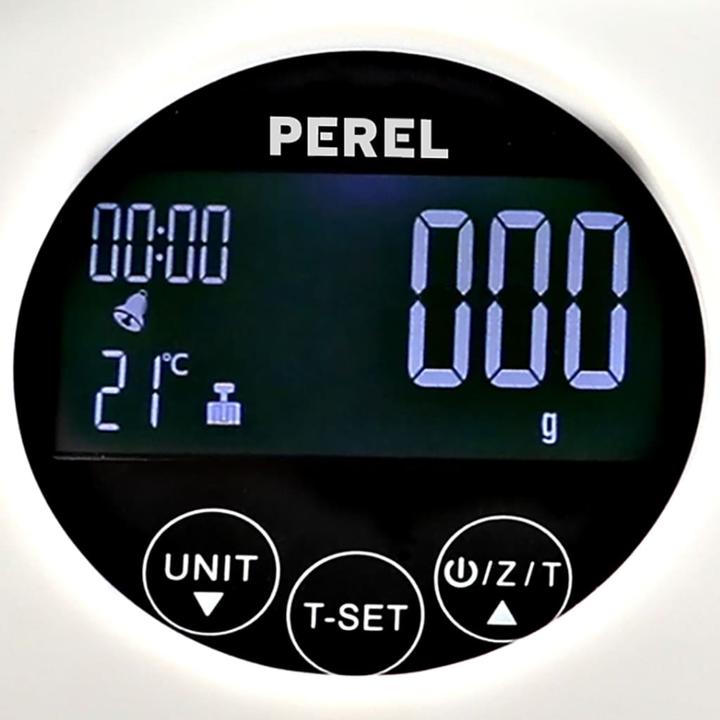 Produktbild Perel DIGITALE KÜCHENWAAGE - 5 kg / 1 g - MIT TEMPERATUR / UHR / ALARM / TIMER