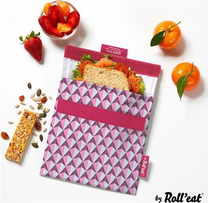 Actual product image Roll'Eat Lunch Bag SnacknGo Tiles 18 cm x 18 cm, Pink