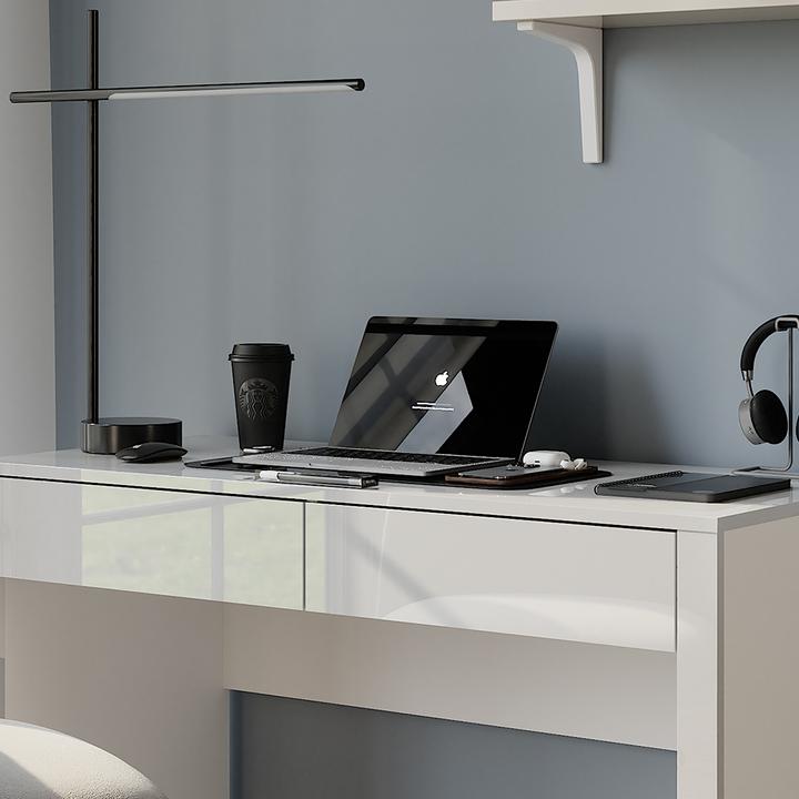 Produktbild Vichy Schreibtisch Annabelle, Weiss Hochglanz/Weiss, 110 x 50 cm mit 2 Schubladen