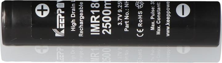Actual product image Keeppower Battery IMR18650 high current cell (1 pcs., 18650, 2500 mAh)