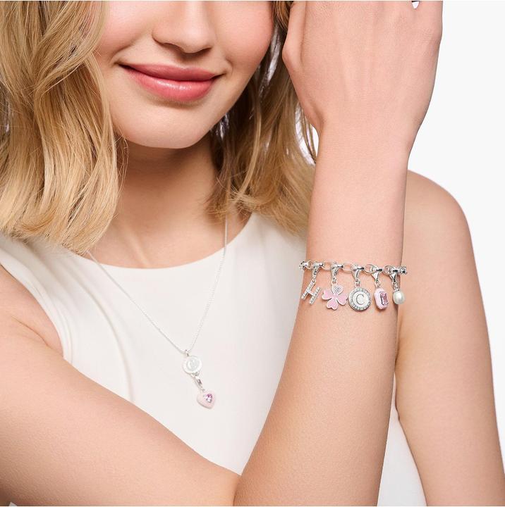 Image du produit Thomas Sabo Charm bracelet avec chatoyant blanc émail froid argent (17 cm, Argent 925, Émail)