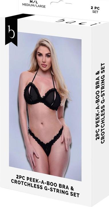 Actual product image Baci 2PC PEEKABOO BRA & Crotchless G-STRING SET (M/L)