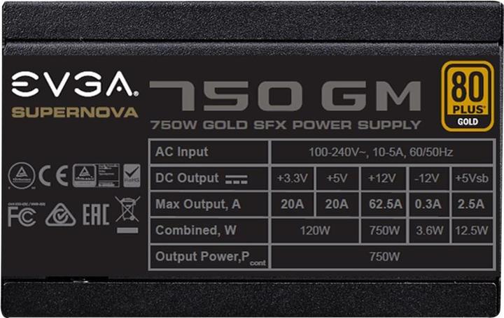 Actual product image EVGA 750W SuperNOVA 750 GM Fully Modular (80+Gold) (750 W)