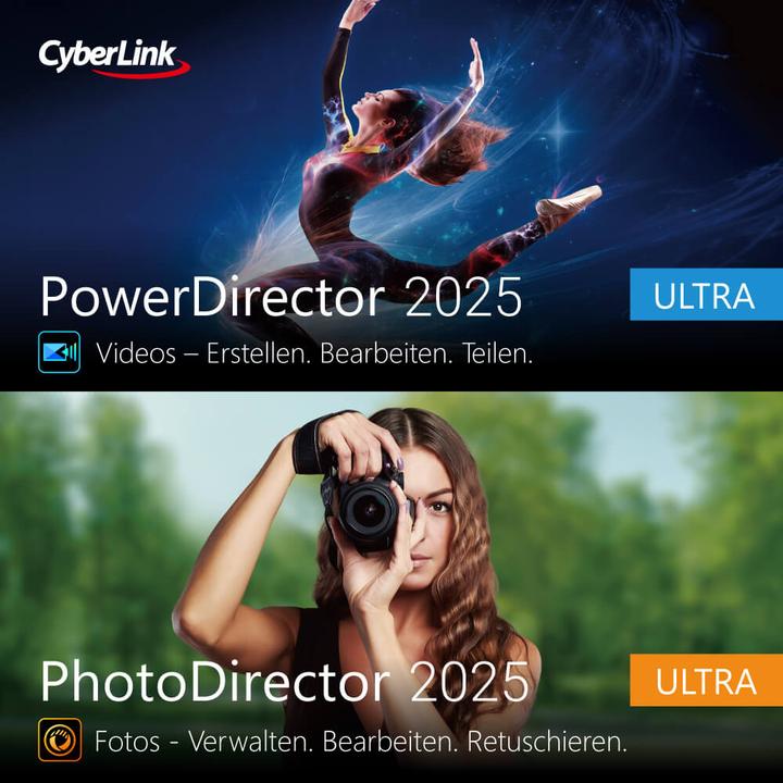 Actual product image CyberLink PowerDirector 2025 Ultra & PhotoDirector 2025 Ultra Duo Download Code (1 User, 1 Devices/Users, unlimited)