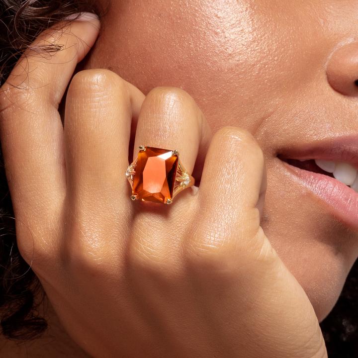 Immagine prodotto Thomas Sabo Anello pietra arancione grande con stella (54, 925 Argento)