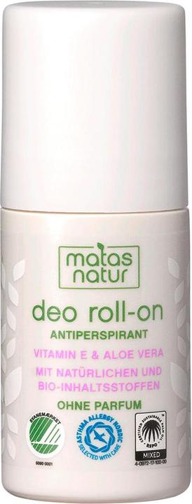 Actual product image Matas Natural Deo Roll-On with Organic Aloe Vera and Vitamin E (Roll-on, 50 ml)