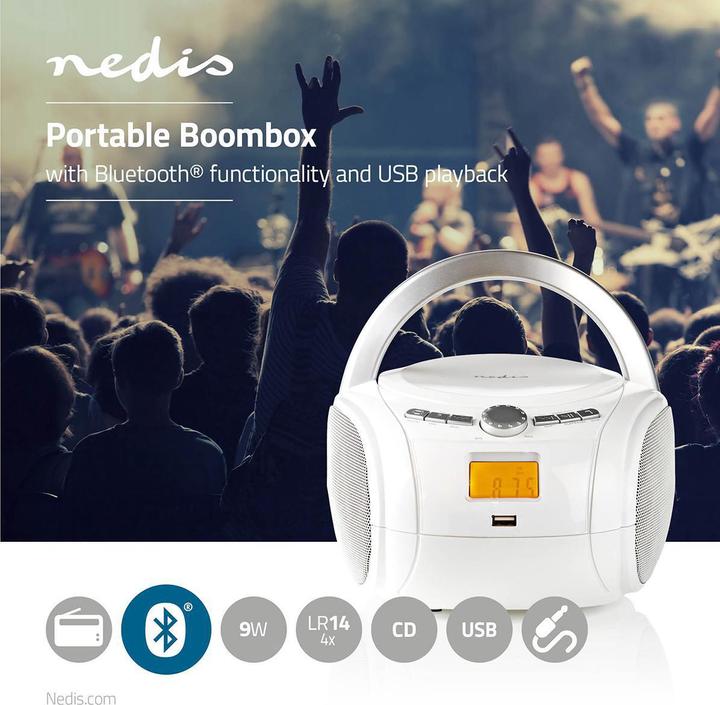Immagine prodotto Nedis SPBB100WT - Bianco - Audio - Bianco (FM, Bluetooth)