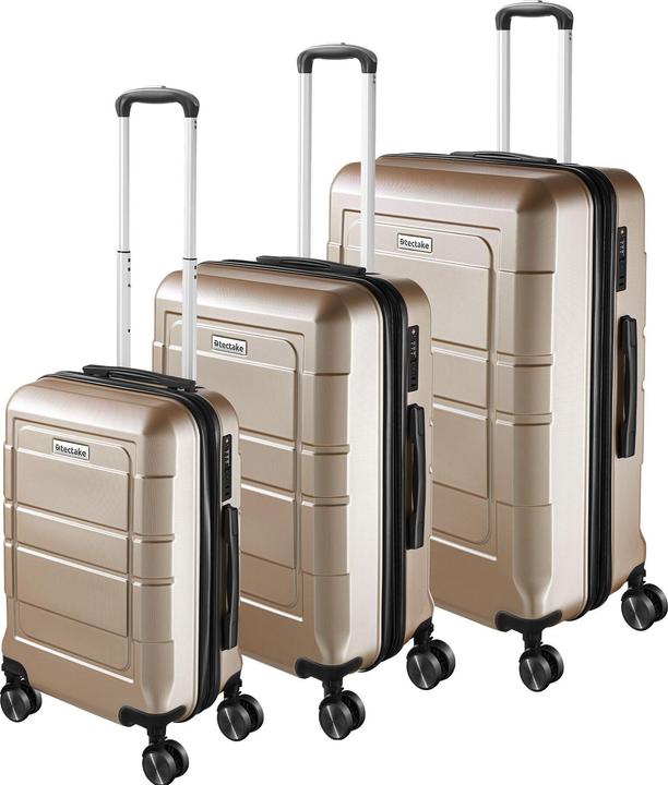 Actual product image tectake Hardshell Suitcase Set Brice - L, M & S sizes, made from ABS plastic, 360° swivel wheels, expandable (111 l, M (50 - 90l), L (90 - 115l), XL (from 140l))