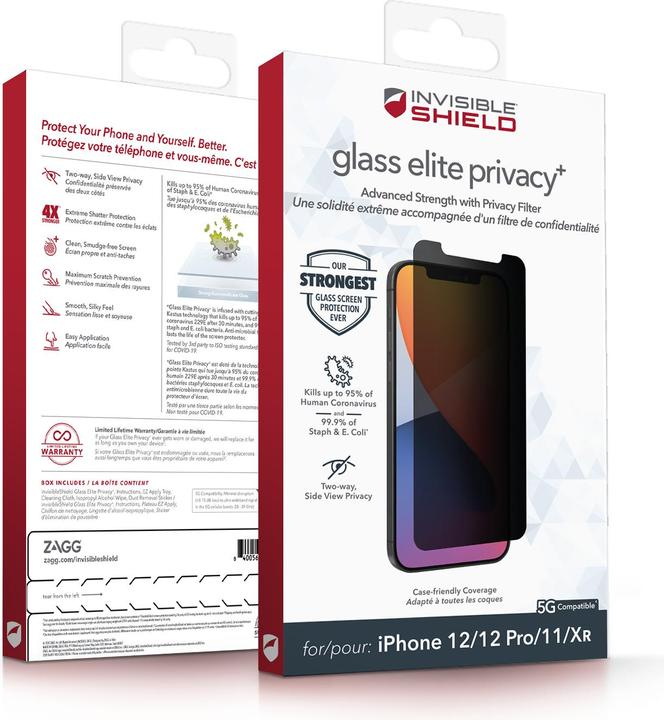 Image du produit Zagg InvisibleShield Glass Elite Privacy+ Apple (e) (1 pièce(s), Apple iPhone 12, Realme 12 Pro+)