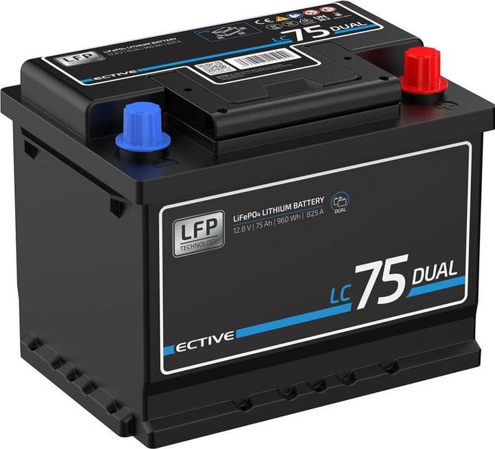 Actual product image Ective LC 75 Dual LFP | Starter and supply battery (12 V, 75 Ah, 825 A)