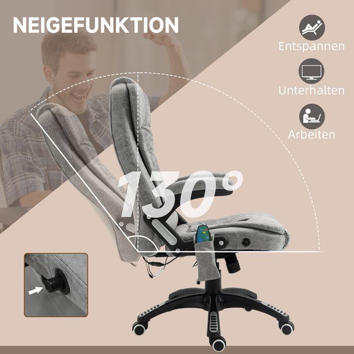 Immagine prodotto Swisshandel24 Sedia da ufficio con funzione massaggio e calore, ergonomica, 6 punti di massaggio, grigia