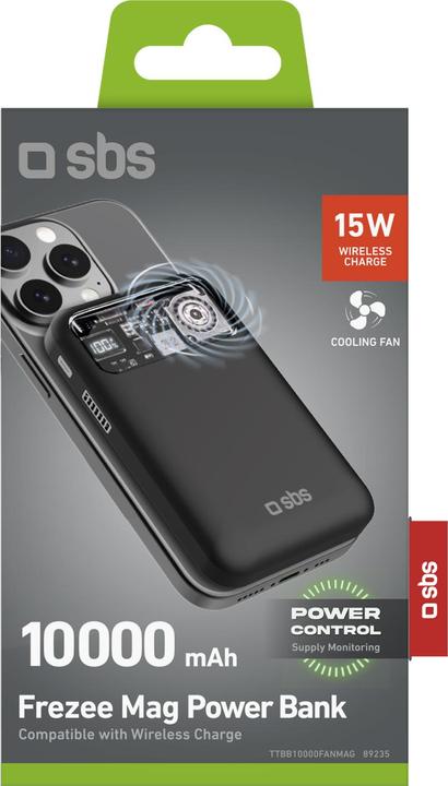 Immagine prodotto SBS Banca di energia wireless da 10.000 mAh con ventola di raffreddamento (10000 mAh, 15 W, 37 Wh)