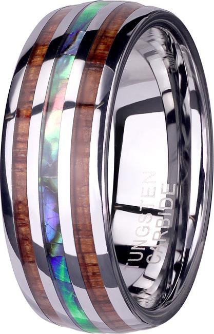 Produktbild Star Piercing Ring silber mit Holz- und Abalonestreifen (64)