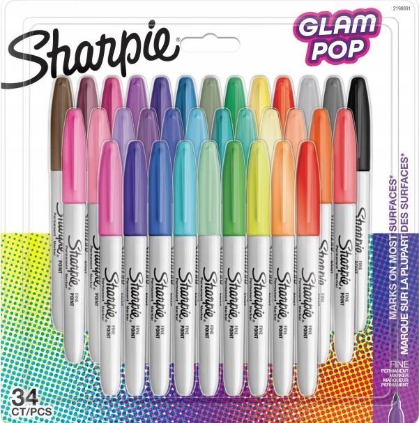 Produktbild Newell Sharpie - Permanent Marker Fine Glam Pop 34-Blister (2198891) (Mixture, 1 mm, 34 x)