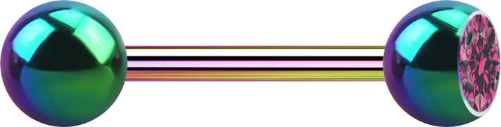 Actual product image Star Piercing Barbell coloured with ball and ball crystal pink (without brass, Surgical steel 316L)