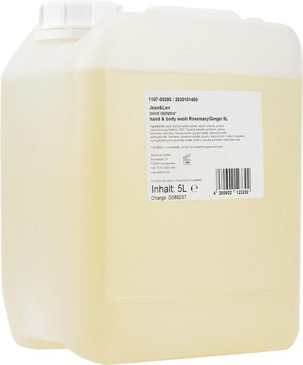 Produktbild Jean & Len Hand and Body Wash Rosemary & Ginger (Flüssigseife, 5000 ml)