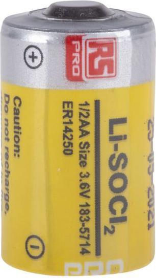 Actual product image Rs Pro 1/2 AA battery, 3.6V / 1.2Ah Li-Thionyl chloride, standard (1 pcs., AA, 1200 mAh)