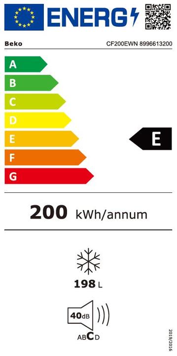 Label énergétique Beko CF200EWN (Autonome, 198 l)