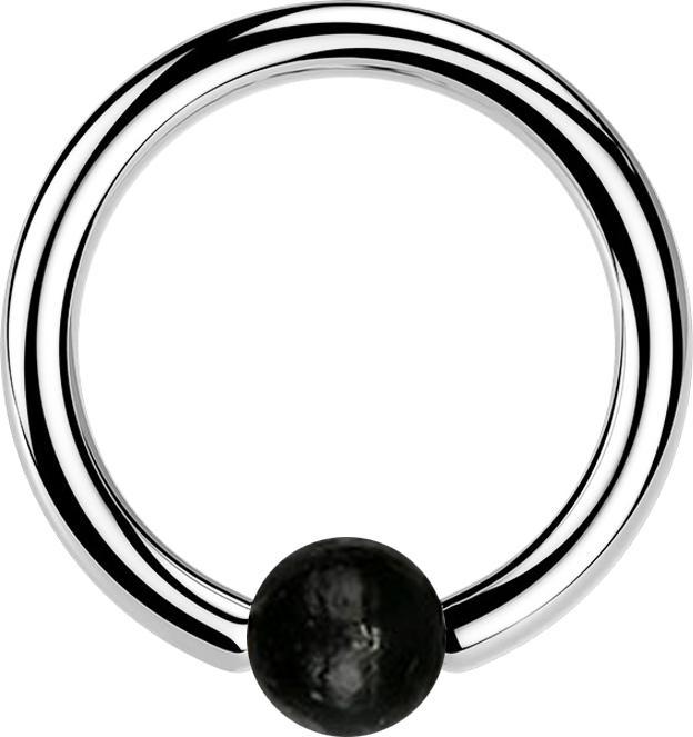 Image du produit Star Piercing Ball Closure anneau argenté avec boule en bois d'areng (Organique, Acier chirurgical 316L, sans laiton)