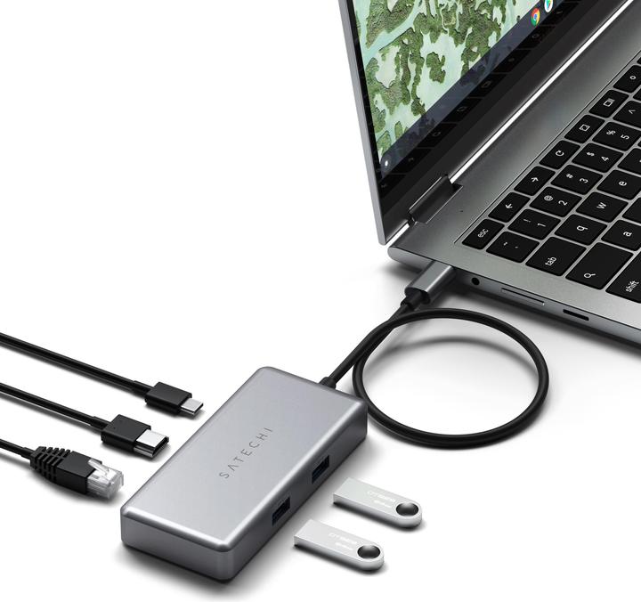 Actual product image Satechi USB-C Alu Multiport Hub for Chromebook (USB-C, 7 Ports)