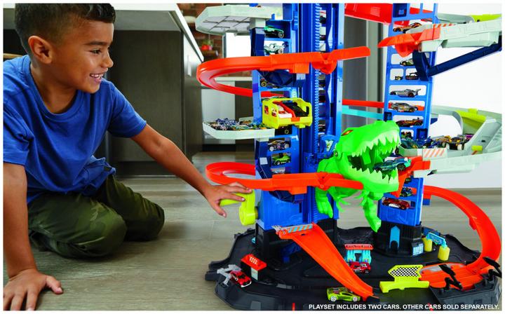 Produktbild Hot Wheels City Megacity Parkgarage mit T-Rex-Angriff