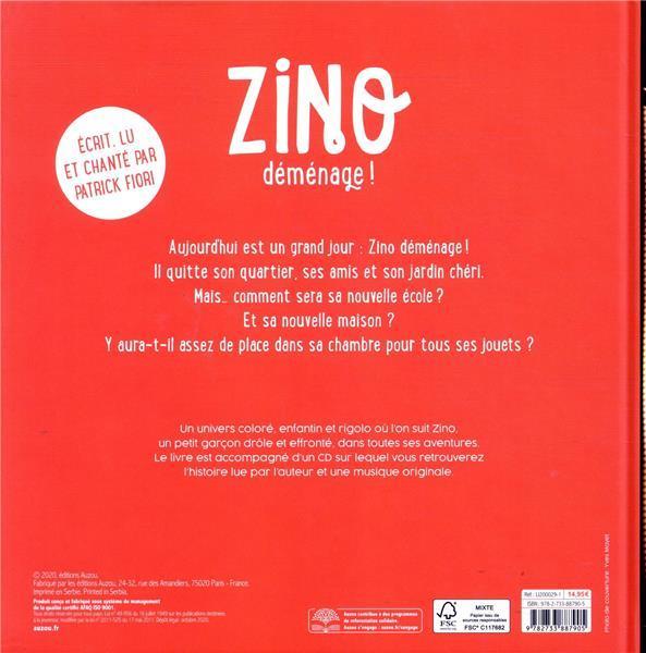 Immagine prodotto Auzou France Zino déménage + 1 CD audio (Francese, Fiori Patrick, Tisseron Yann, 2020)