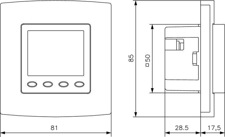 Image du produit ALRE Thermostat programmable encastré 50x50 avec cadre, RAL9010brillant