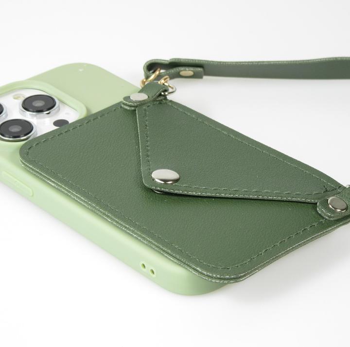 Produktbild PhoneLook Hülle Soft-Touch-Silikon mit Karten- oder Geldfach aus Leder und integriertem Lanyard (Apple iPhone 14 Pro Max)