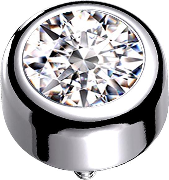 Actual product image Star Piercing Dermal Anchor Cylinder silver with crystal silver (without brass, Titanium G23)
