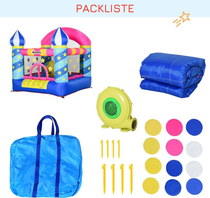 Produktbild Outsunny Kinderhüpfburg im Schloss- und Sternen Design