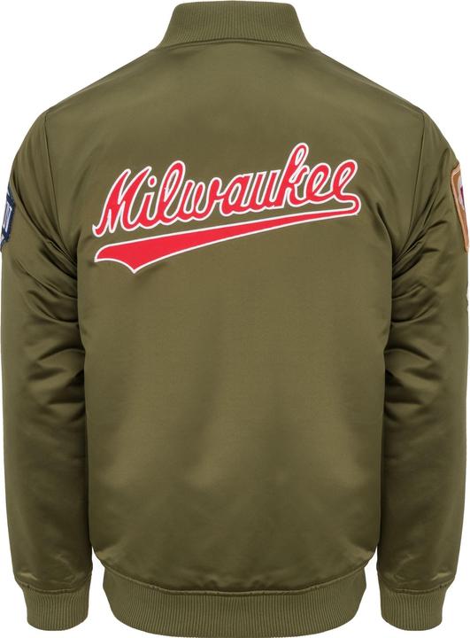 Actual product image Mitchell & Ness M&N Satin Bomber Jacket - PATCHES Milwaukee Bucks - XXL (XXL)