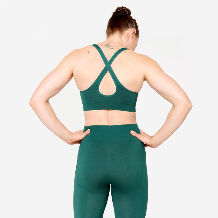 Produktbild Decathlon Sport-Bustier Damen gekreuzte Träger leichter Halt - türkis (S)