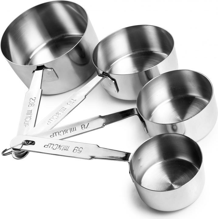 Immagine prodotto Ibili Set di 4 misurini in acciaio inox 59-79-118-236 ml Pratico set per misurare con precisione gli