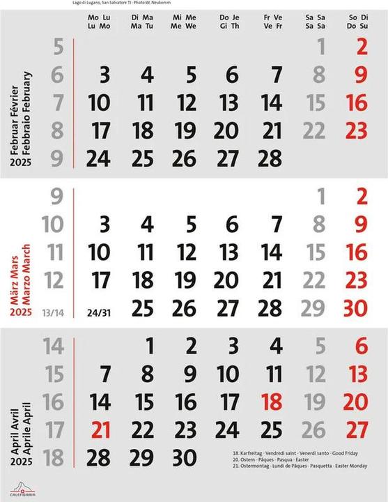 Produktbild Swiss Planer 2025 (23 x 31.5 cm, Kein Einband, Deutsch, Französisch, Italienisch, Englisch)